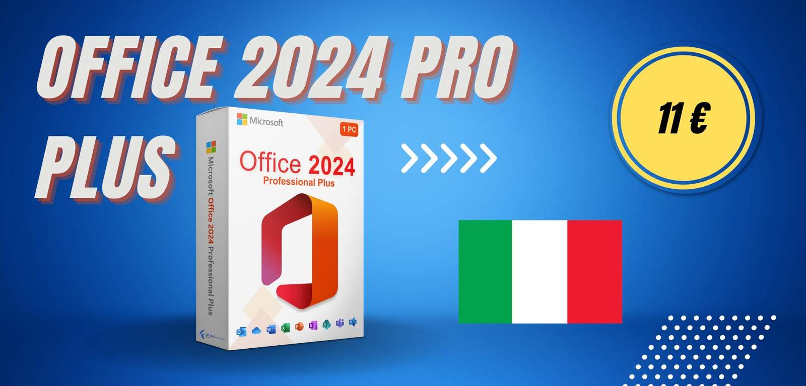 Office 2024 Pro Plus download e installazione Italia 11€